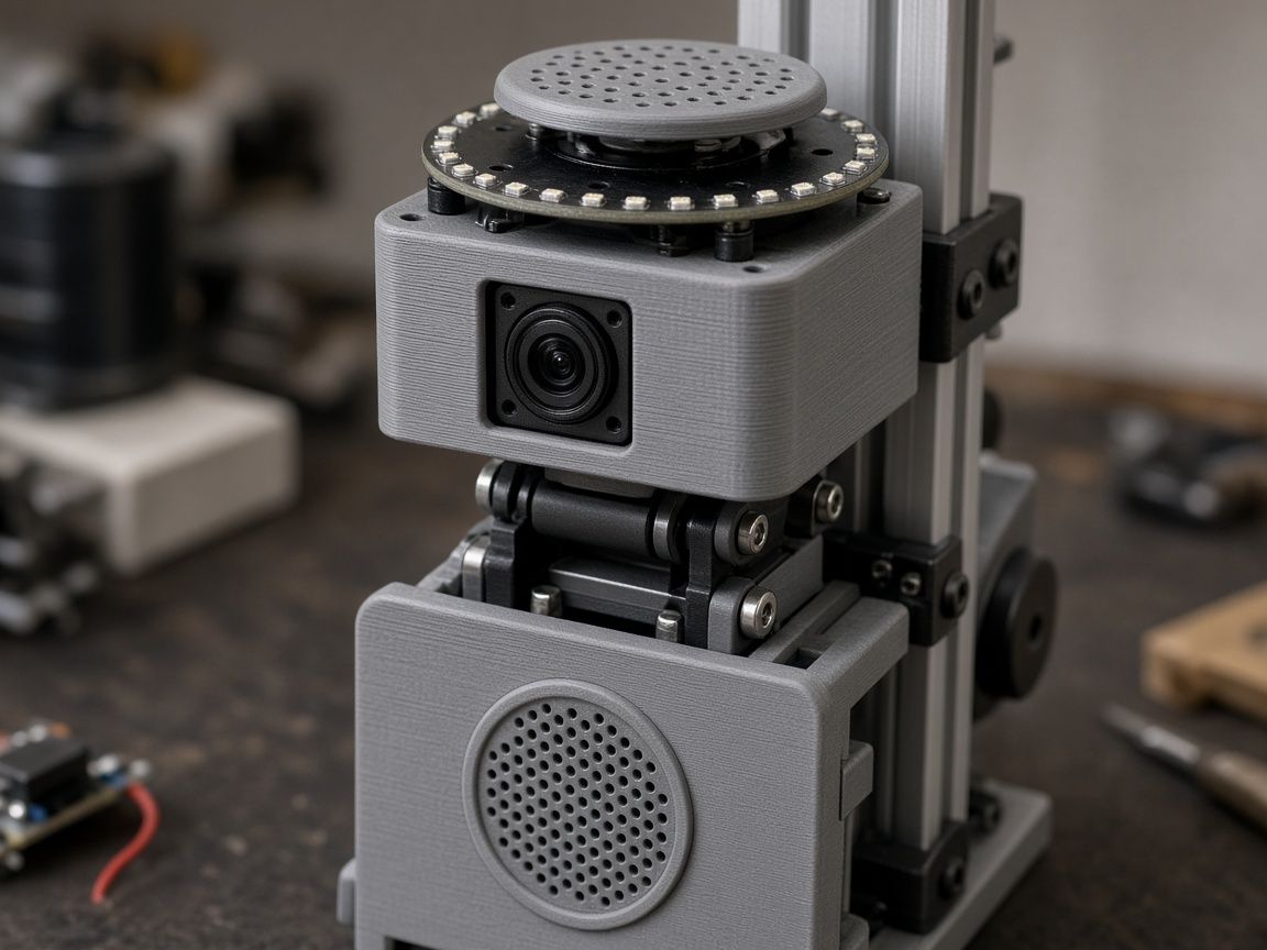 Robot body on the workbench with its stage-by-stage parts.
