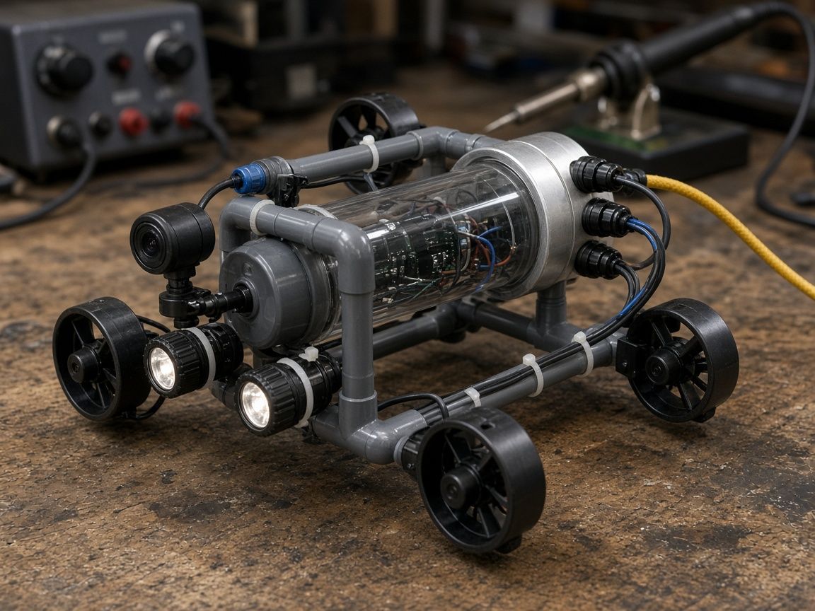 Stage 2 sub with sealed enclosure and dive lights.